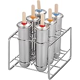 Stainless Steel Popsicle Molds, Set of 6 Ice Cream Maker, Ice Pop Molds With Holder, Metal Reusable Homemade Popsicle Molds w