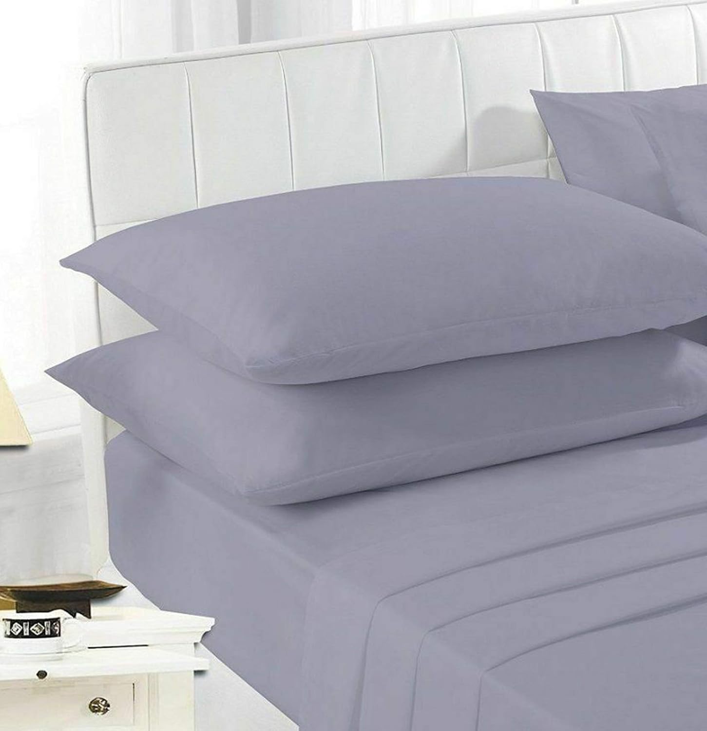 HOME ACE Non Iron Percale 4FT Small Double Fitted Sheet Grey - Image 4