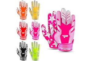PLAYEUR Sticky Receiver Adult and Kids Football Gloves - Stretch Fit, Durable Grip | Youth Football Gloves for Boys 8-12 in Vibrant Colors