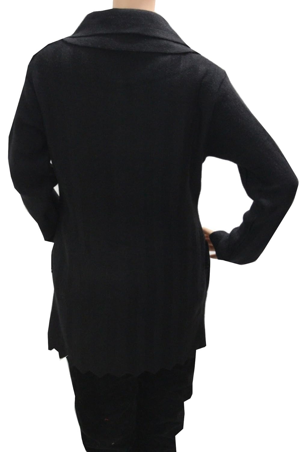 matelco women's woollen cardigan with collars (black, free size)