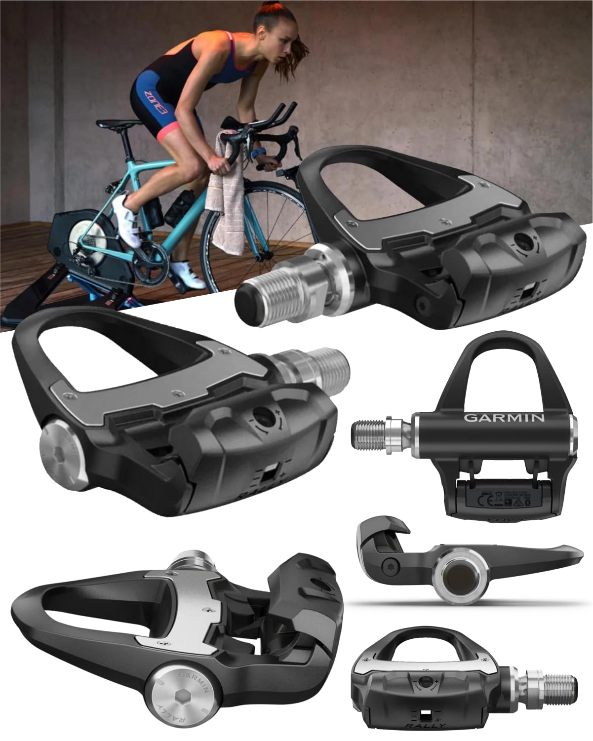 Garmin Rally RS200, Dual-sensing Power Meter, Compatible with SHIMANO SPD-SL Cleats, Black with Wearable4U Power Bank bundle