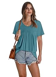 WEESO Womens Tops Spring Summer Short Sleeve V Neck