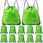 INVODA Drawstring Backpack Bulk String Backpack Drawstring Bags Sport Gym Cinch Bag Sackpack for Women Men (Green 12PCS)