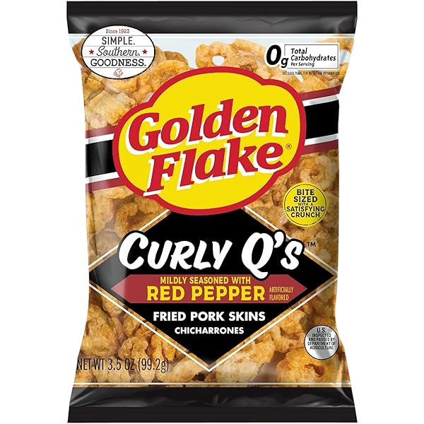 Amazon.com: Golden Flake Pork Cracklins W/Red Pepper Seasoning 3.25 oz  (Pack 8)