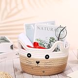 Zopeal Cat Basket Storage Woven Organizer with Ears 8.3x4.7 White Khaki view 4
