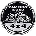 Camping Badge Rated Car Emblem, 4 x 4 3D Metal Car Badge Decals Stickers Round Emblem Decals, Universal Exterior Decorations Accessories Emblems Badge for Jeep Wrangler Vehicles Truck SUV RV