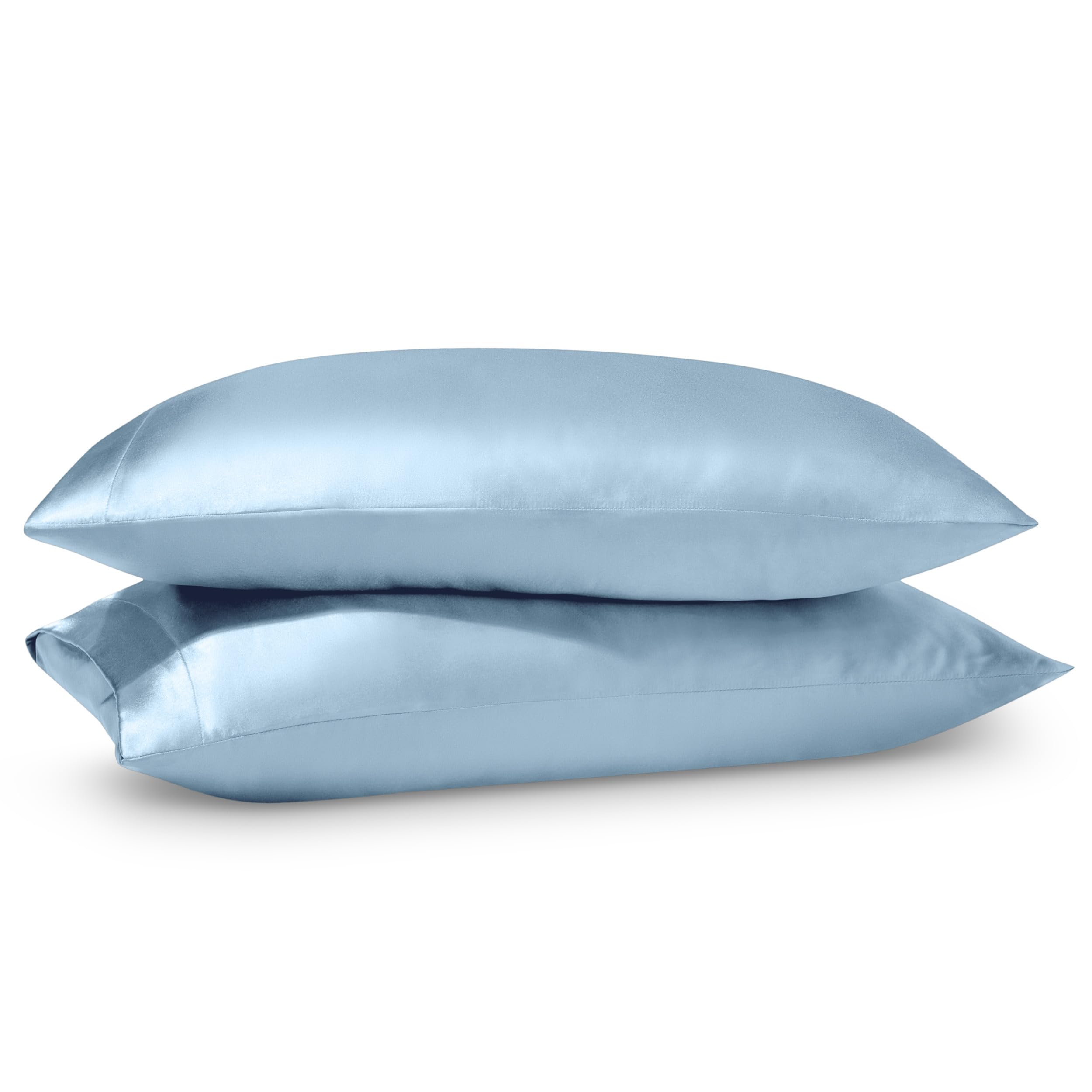 Bare Home Satin Pillowcases for Hair and Skin - 2 Pack Standard (20x26) - Luxury Pillowcases - Envelope Enclosure - Soft and Smooth Satin - Breathable - Similar to Silk (Light Blue, 2 Pack) - Image 8