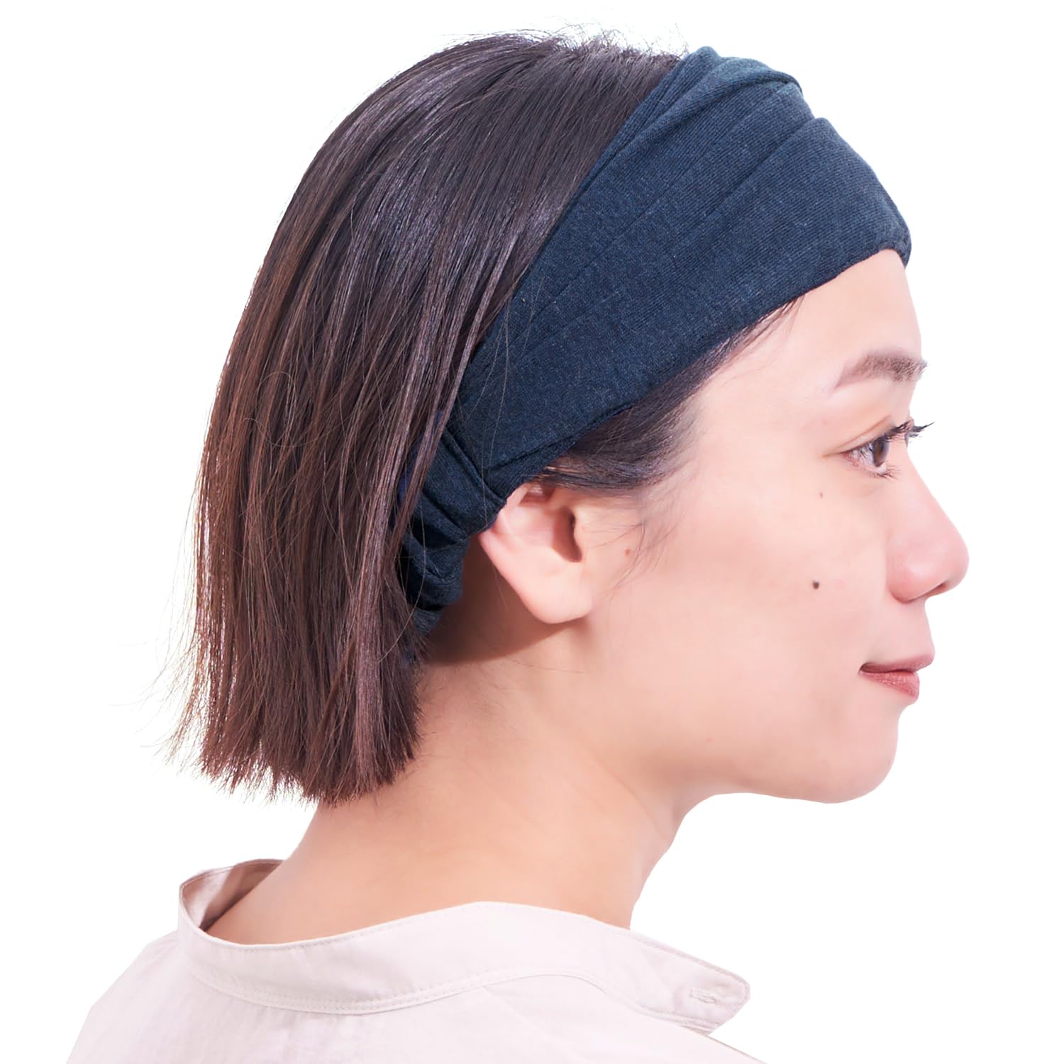Wide ORGANIC Cotton Bandana Headband - Womens Mens bandana headbands Headwrap Elastic Head Bands Navy L — image 1