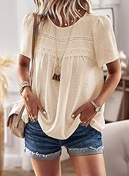 Falechay Womens Plus Size Tops Cute Swiss Dot Flowy