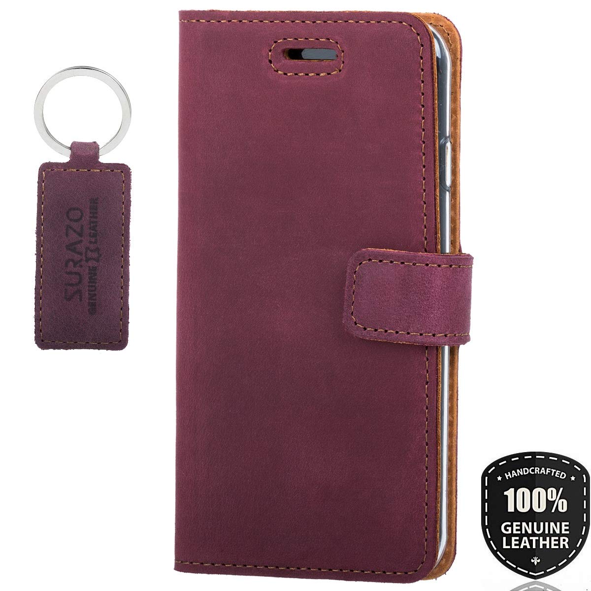 Surazo Leather Wallet Mobile Phone Case Compatible with Sony Xperia XZ3 - Flip & Fold Smartphone Case with Stand, RFID Blocker, Magnet Closure, 3 Slots for Bank Cards - Handcrafted European Leather