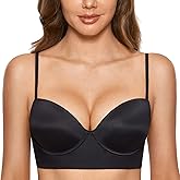 DOBREVA Women's Backless Bra Low Back Halter Lightly Padded T Shirt Bras Underwire Full Coverage