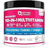 NATURE TARGET Dog Vitamins Powder, Probiotics & Digestive Enzymes for Gut Health, Glucosamine & Chondroitin & Omega 3, Complete Supplement for Homemade Dog Food, Joint & Skin & Immune Support