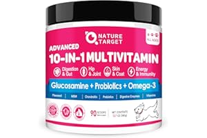 NATURE TARGET Dog Vitamins Powder, Probiotics & Digestive Enzymes for Gut Health, Glucosamine & Chondroitin & Omega 3, Complete Supplement for Homemade Dog Food, Joint & Skin & Immune Support