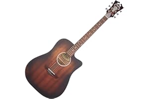 D'Angelico Electro Acoustic 6 String Solid-Body Electric Guitar, Right, Aged Mahogany (DAPLSD500AGDCP)