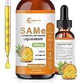 Liquid SAM E Drops, 2 Fl Oz,SAM-E(SAMe) Supplement 400MG S-Adenosyl-L-Methionine with Vitamin B6,B12,Folate,Joint Support & Liver Health,Pineapple Flavor,98% Absorption &Better Bioavailability,0 Sugar