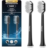 7MAGIC Model D36 Electric Toothbrush Replacement Brush Heads for Deep Cleaning, Durable and Effective, 2-Pack (Black)
