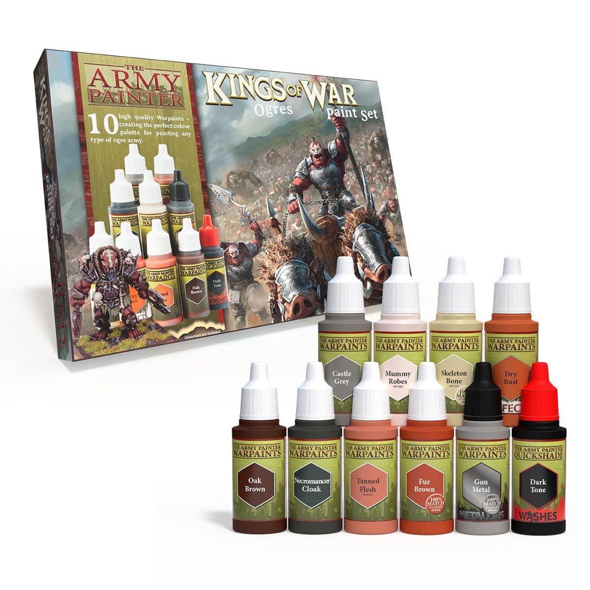 The Army Painter Kings of War Ogres Miniatures Paint Set - Highly Pigmented Acrylic Model Paint Set - 10 Miniature Paints in 18ml Dropper Bottles