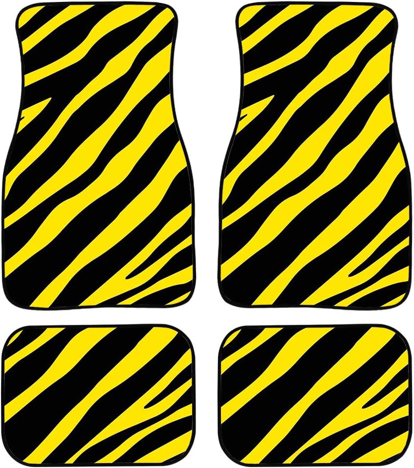 Yellow Tiger Stripe 4PCS Full Set Carpet Floor Mats