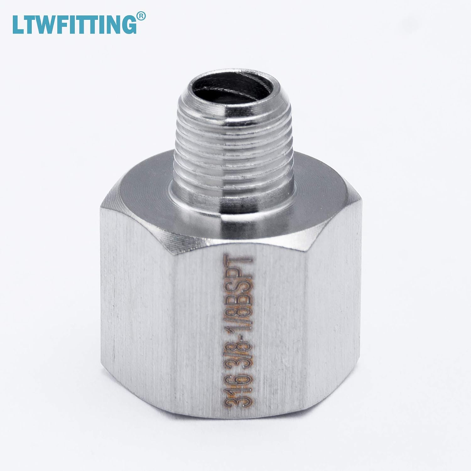 LTWFITTING Stainless Steel 316 Pipe 3/8-Inch Female BSPP x 1/8-Inch Male BSPT Adapter Fuel Gas Air (Pack of 5) - Image 5