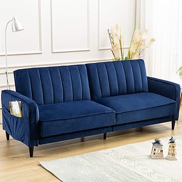 Amazon Com Anj Convertible Sofa Bed Modern Tufted Velvet Fabric
