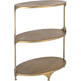 Creative Co-Op Antique Gold Oval Metal 3-Tier Shelf/Side Table