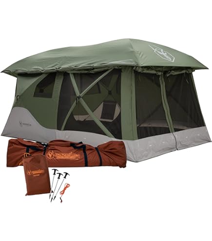 Amazon.com : Gazelle T3 Tandem GT350GR Pop-Up Portable Camping Hub Tent,  Easy Instant Set up in 90 Seconds, Alpine Green, 6-Person, Family,  Overlanding, 82" x 152" : Sports & Outdoors