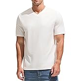 JEEGAL Men's V-Neck T-Shirt - Premium 95% Cotton 5% Spandex Soft Slim Fit Tee, Breathable Moisture Wicking for Casual Workout