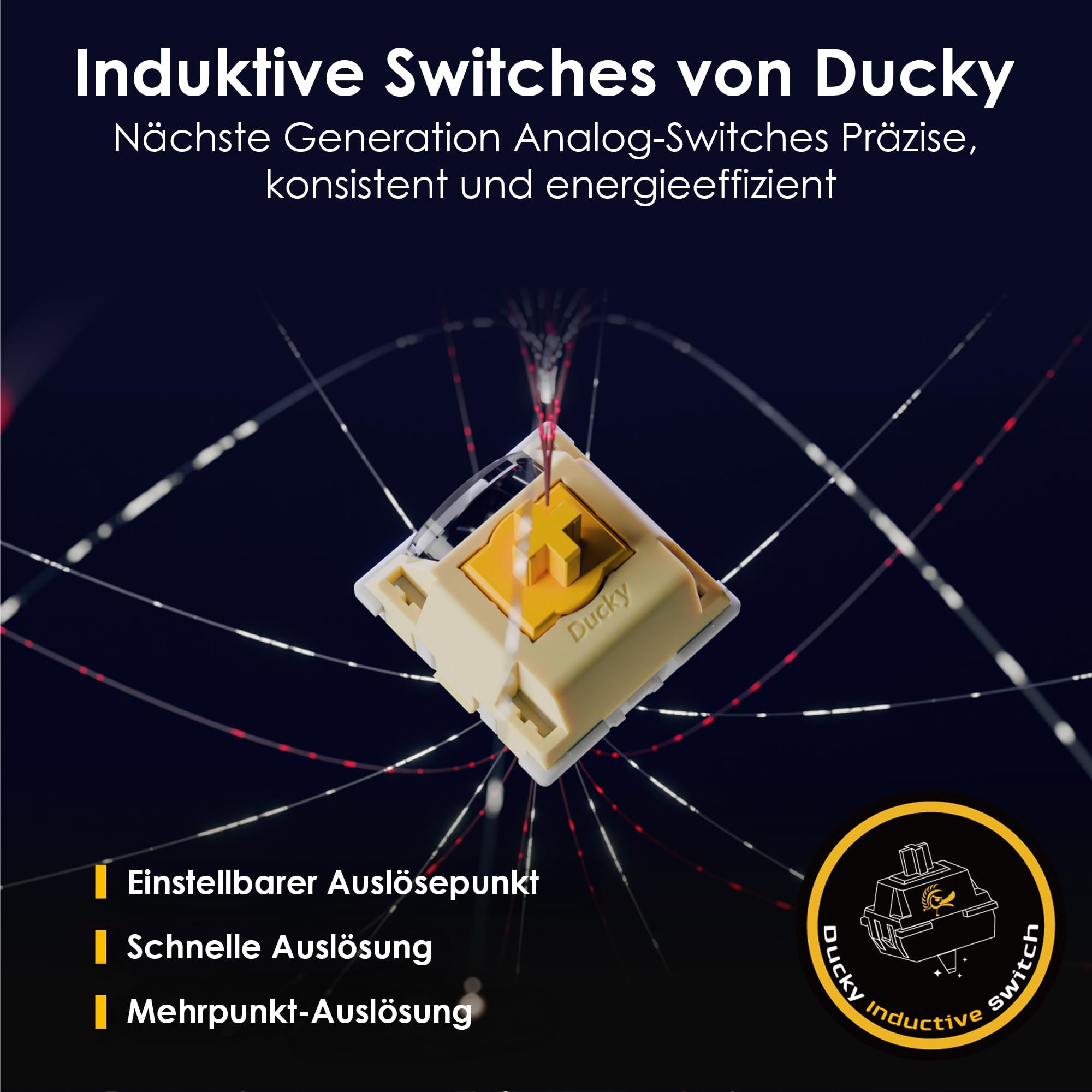 Ducky One X Mini Wireless Gaming Tastatur Schwarz – 60%, Induktive Switches, Tri-Mode-Konnektivität USB-C, 2.4GHz, Bluetooth, Rapid Trigger, Einstellbare Auslösung, RGB, ISO deutsch 2