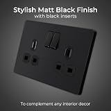 BG Electrical Evolve Double Switched Power Socket Matt Black 13A PCDMB22B view 2