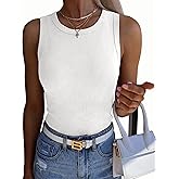 Zeagoo Womens Sleeveless Crewneck Ribbed Tank Tops Casual Basic Summer Top Slim Fitted Racerback Shirts