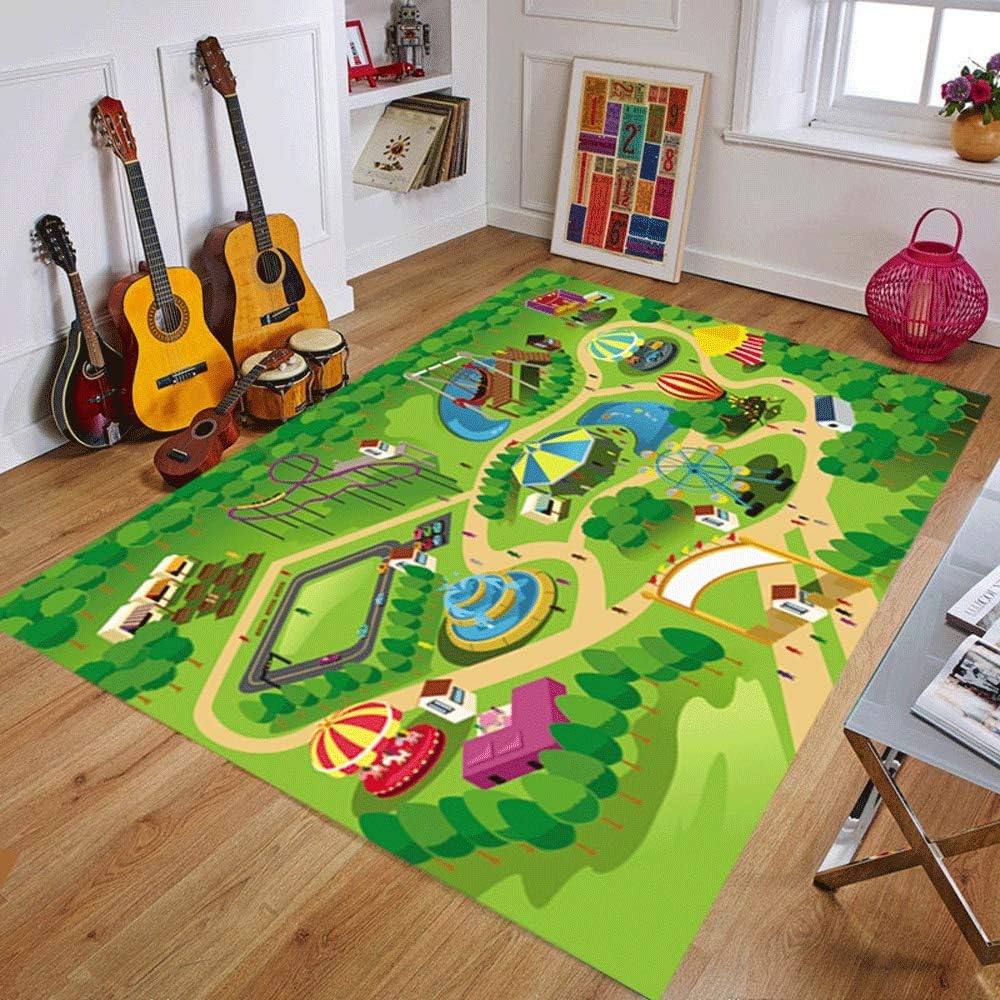 JIFAN Zoo Digital Game Pad- Baby Crawling Mat- Child Puzzle Activity Mat - Baby Enlightenment Education Carpet- Animal Amusement Park Rug For Kindergarten Preschool Children's Room Nursery Bedroom