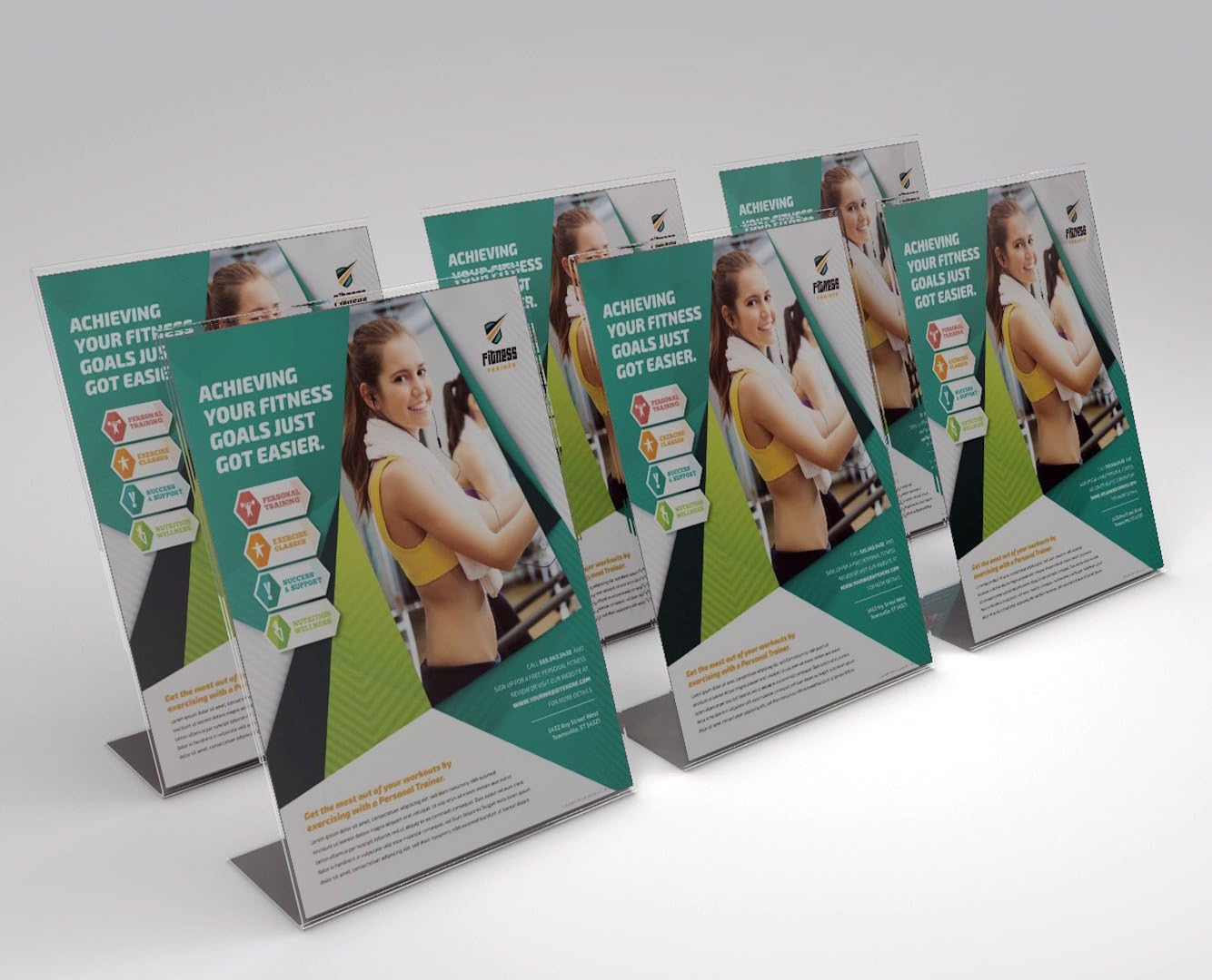 DeskMate 8.5" x 11" Acrylic Sign Holders/Brochure Holders, Six-Pack