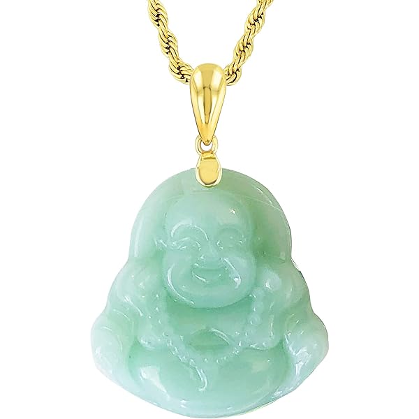 Amazon.com: Laughing Buddha Green Jade Pendant Silver
