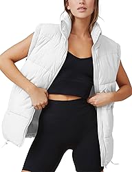 Freyhem Puffer Vest Women Sleeveless Quilted Zip Up
