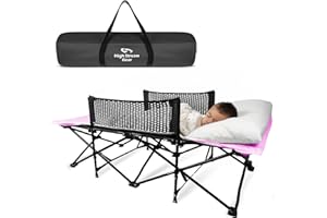 High Stream Gear Toddler Cot Bed: Kids Travel Camping and Portable Folding Cot, Great for Outdoors and Young Guests at Home. Comfortable Sleeping Bed Easy to Store and Use (Pink)