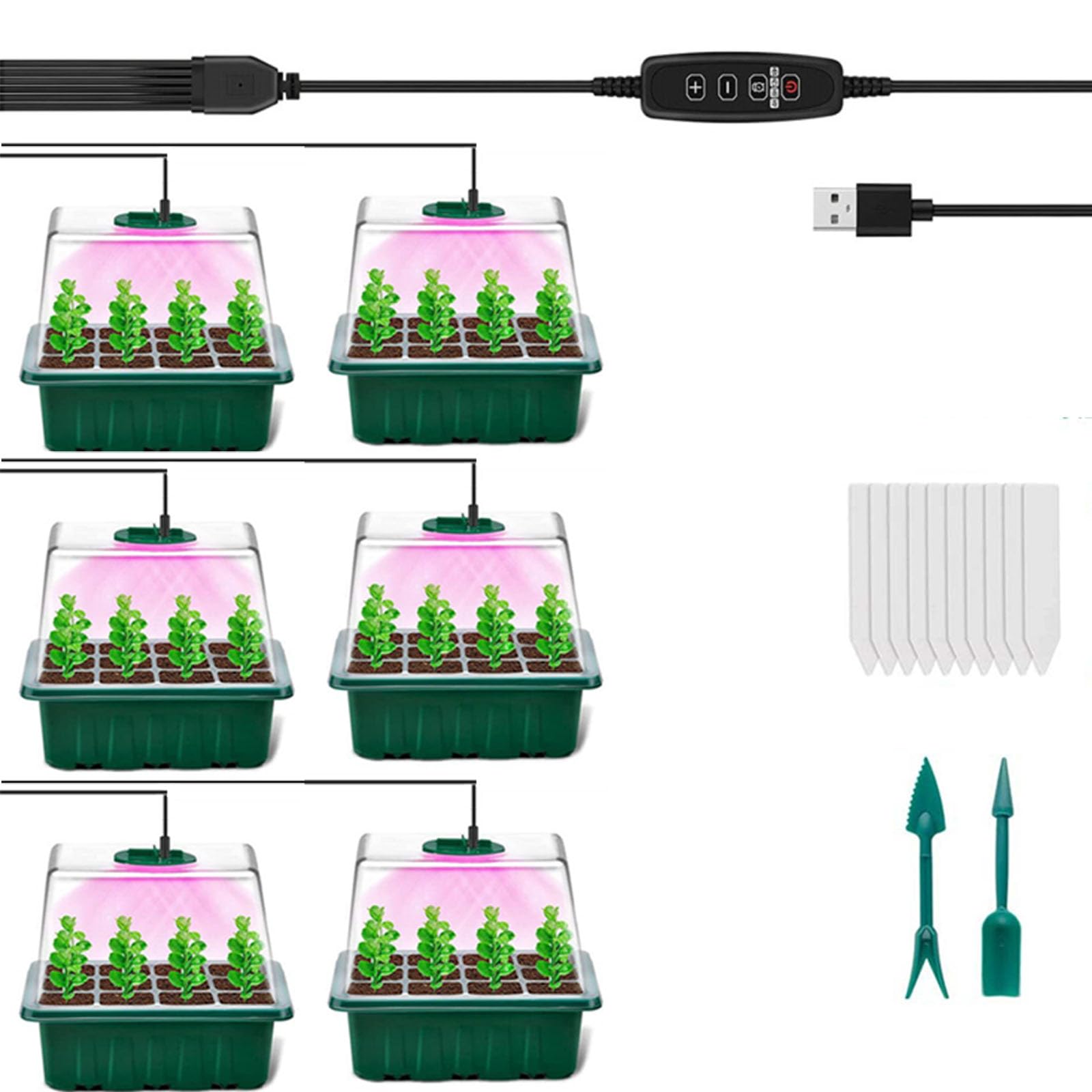 XVZ Seed Trays,Propagators for Plants, Heated Propagator,6 Piezas - 72 Cells - For Optimal Growth and Moisture