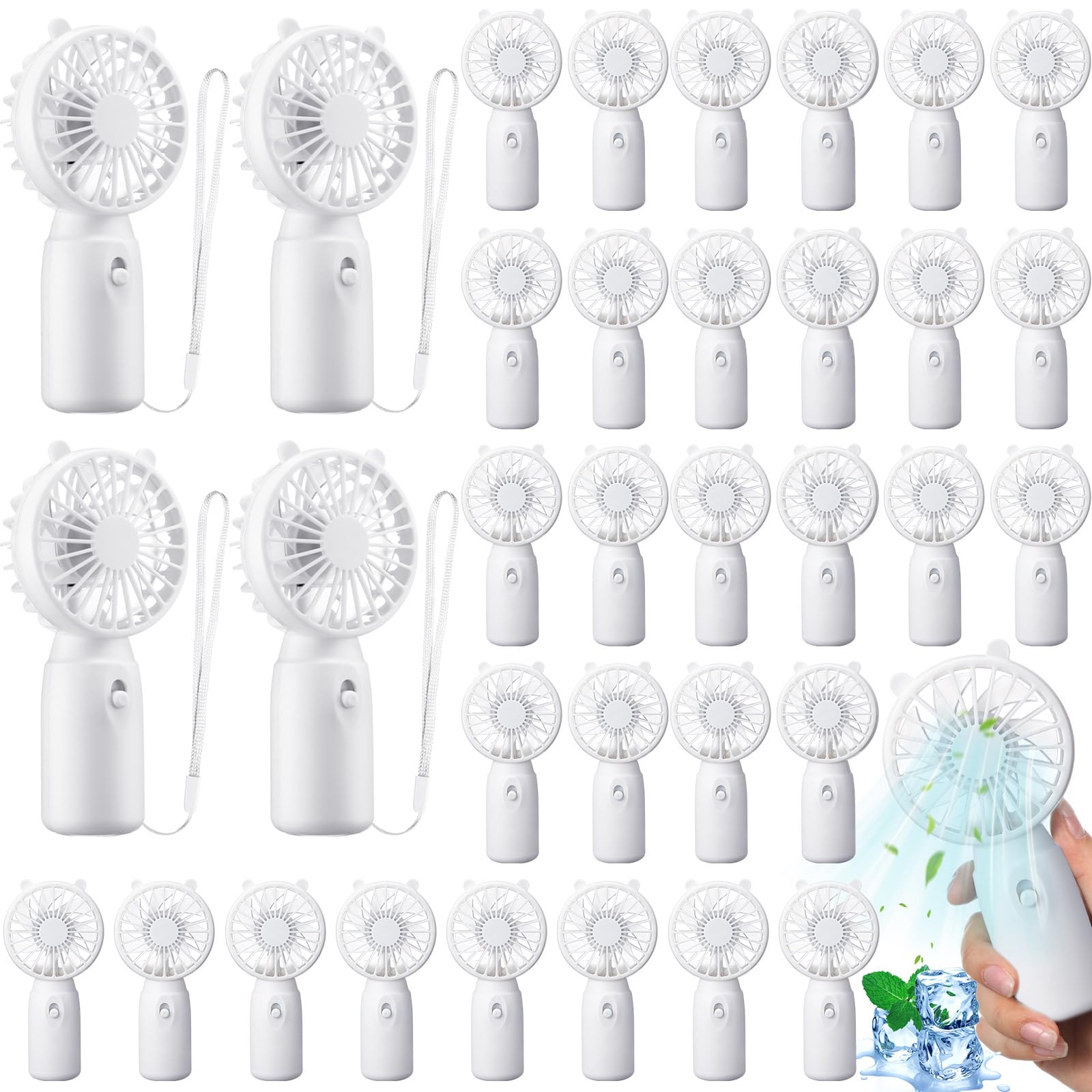 Photo 1 of Glooglitter 36 Pcs Mini Portable Fans Bulk Handheld Battery Operated Fan with Lanyard for Makeup Eyelash, Cooling Lightweight Pocket Personal Fans for Indoor Outdoor Travel Use (White)