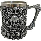Classic Stainless Steel Reusable Insulated Viking Skull Cups Novelty Coffee Mugs for Women and Beer Mug for Men 14oz with Handles for Tea Milk Coffee Drinking &Halloween Bar Drinkware Gift,Party Cup