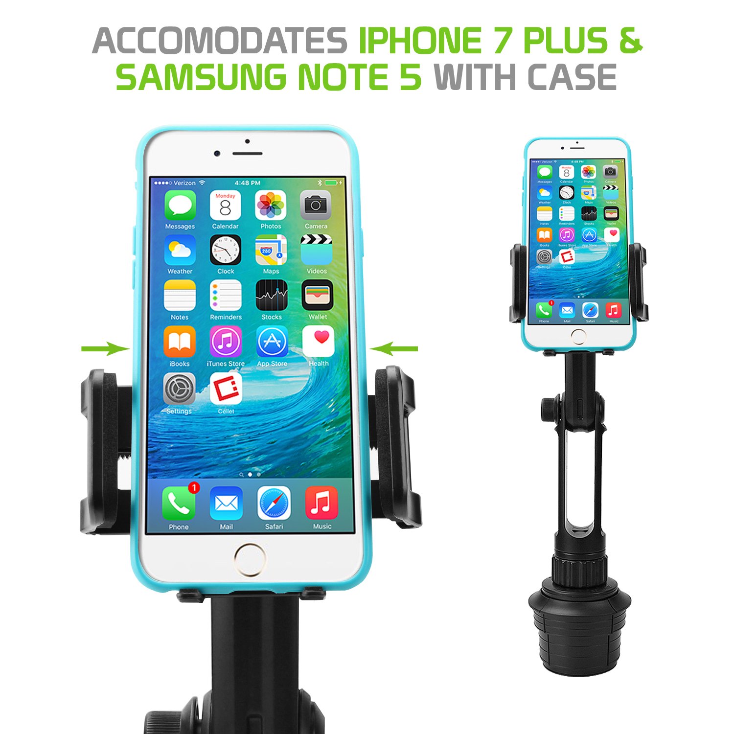 Cellet Car Phone Holder Mount, Car Cup Phone Holder Mount, Compatible with Apple iPhones, Samsung Galaxy Smartphones, Motorola Moto Google Pixel (Fits for Tesla Model 3 Y S X) Extra Long Neck