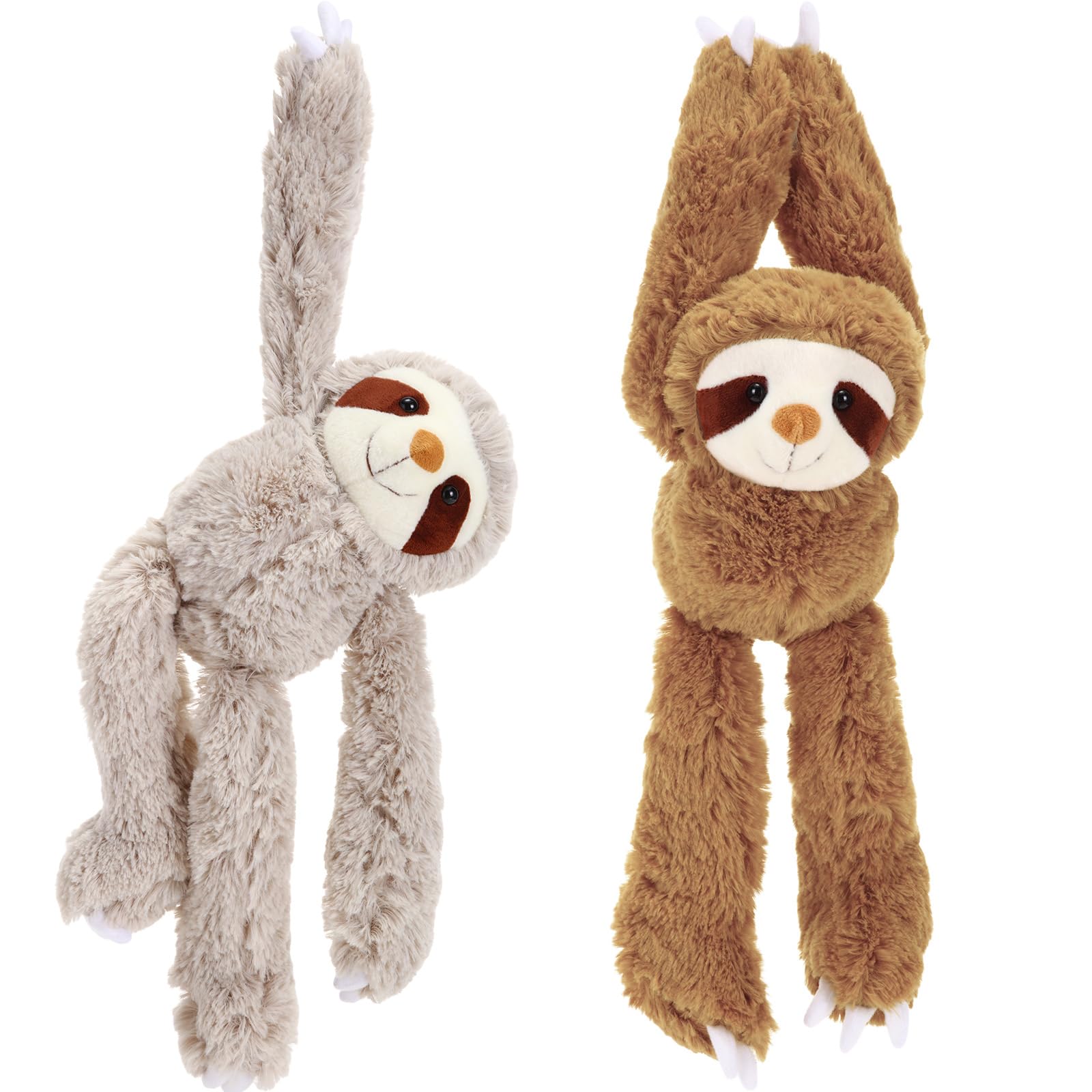 Photo 1 of Queekay 2 Packs Sloth Stuffed Animal Hanging 18 Inch Three Toed Sloth Plush Toy with Hook and Loop Hands for Teens Adults Gifts Decors(Gray, Dark Brown)