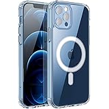 RESTONE Clear Magnetic Case for iPhone 12/12 Pro 6.1 with Mag-Safe Charging, Slim Fit Hard Back Soft Silicone TPU Bumper Cove
