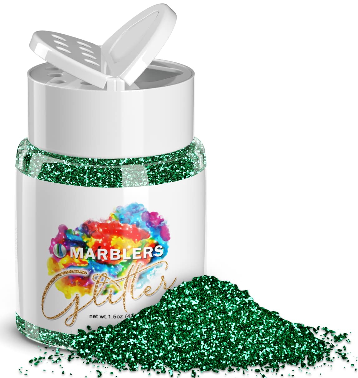 MARBLERS Twinkle Glitter [Christmas Green] 1.5oz (42g) | Fine | Non-Toxic, Vegan, Cruelty-Free | Face, Body, Eyeshadow, Hair, Festival, Party Makeup | Nail Art, Polish | Resin, Tumbler, Slime, Craft — image 1