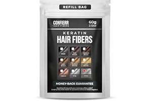 CONFIERR Keratin Hair Fibers Refill Bag for Men & Women - Fill In Fine or Thinning Hair, Bald Spots, Instantly Thicker & Fuller Hair (White 60g)