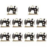 NUOBESTY Retro Sewing Machine Pendant Alloy Charms 10 Pcs Mini Key Chain Pendants for Diy Jewelry Making Craft Accessories Lightweight 0.62X0.55X0.31 Inch