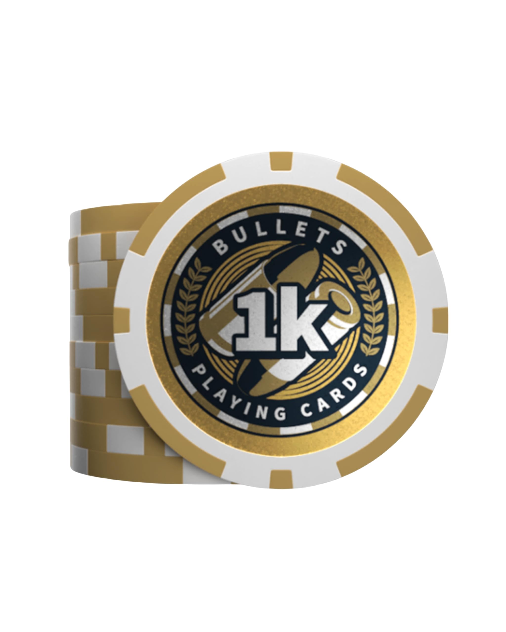 Bullets Playing Cards, Plastic Poker Chips, Christopher with Values, Roll of 25, Yellow, Value 1k