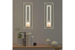 SXNZEQUNZE 5.9 * 16.5 Inch Rhinestone Candle Sconces Sparkling Crystal Bling Diamonds Metal Wall Candle Holder for Living Room Bedroom Home Decor Party Wedding Wall Decoration Set of 2 Gold