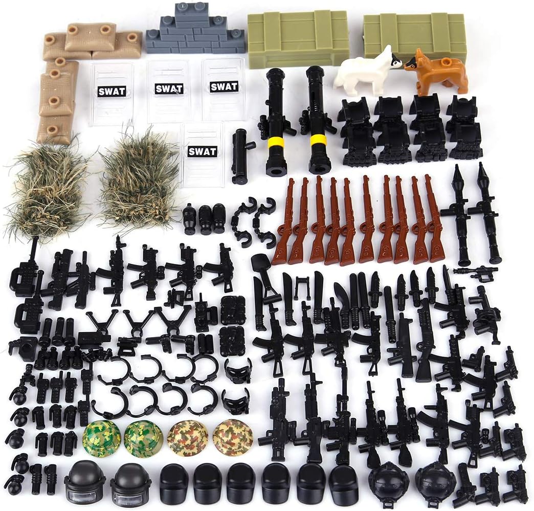PARIO Custom Weapons Set for SWAT Team Minifigures, Compatible With LEGO