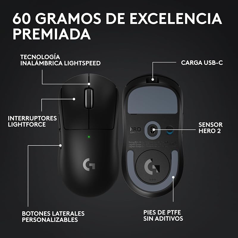 Pro X Superlight 2, Ratón inalámbrico para Gaming - Negro