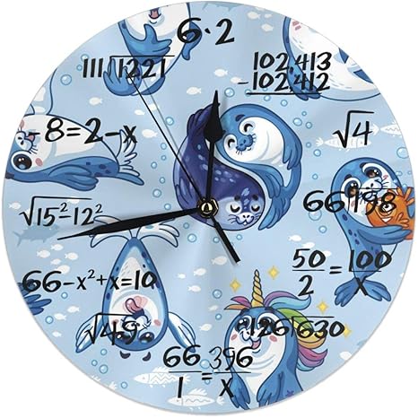 Amazon Co Jp 掛け時計 ウォールクロックシール子犬漫画 連続秒針 静音 壁掛け時計 数学方程式 部屋装飾 アナログ クロック インテリア ホーム キッチン