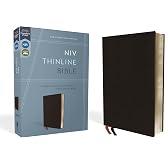 NIV, Thinline Bible, Bonded Leather, Black, Red Letter, Comfort Print